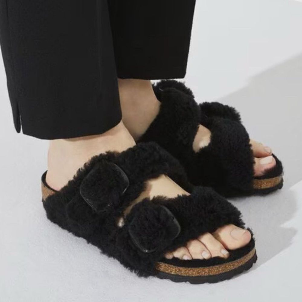 Birkenstock Papillio Arizona Big Buckle Teddy Shearling Slide Sandal 38/7-7.5 - Picture 3 of 15
